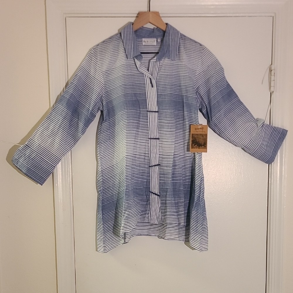 Habitat Blue and White Striped Tunic Top